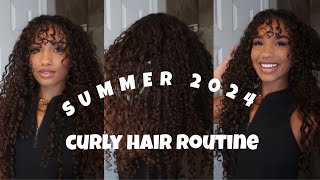 SUMMER 2024 CURLY HAIR ROUTINE  3A3B CURLS [upl. by Yenetruoc]