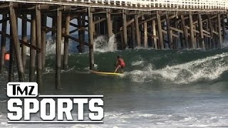 Laird Hamilton  SHOOTS THE PIER  Insane Surf Video  TMZ Sports [upl. by Christel150]