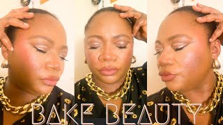 EASY NEUTRAL GLITTERY CUTCREASE EYE LOOK  Bake Beauty [upl. by Orlanta977]