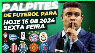 PALPITES INFALÍVEIS DE FUTEBOL PARA HOJE DIA 16 08 2024  BILHETES PRONTO SEXTOU [upl. by Elspet]