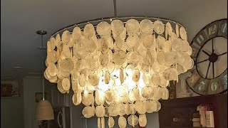 Wellmet Natural Capiz Shell Chandelier 6 Lights Coastal Modern Capiz Chandelier Pendant Lighting [upl. by Llesig]