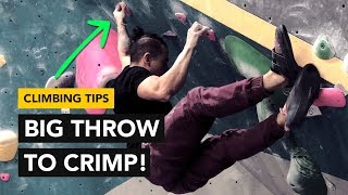 Rock Climbing Tips HUGE dynamic throw to a small crimp How It went down [upl. by Aitam]