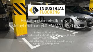 Repair a concrete floor with Methyl methacrylate MMA 4500 m2  Industrial Flooring LLC [upl. by Leiad]