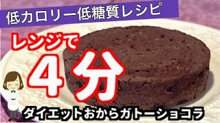 レンジで4分なのに絶品濃厚！ダイエットおからガトーショコラのレシピ！ [upl. by Gerdeen194]