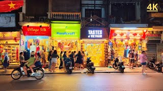 Vietnam 4K Hanoi Walking Tour  Hanoi streets at night  Great weather for a hike [upl. by Nevag]