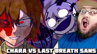 【undertaleAU】Last breath sans phase3 animation ～Last breath～ Chara vs Sans Undertale REACTION [upl. by Wanids782]