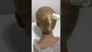 Wedding hairstyles long hair bun hairstyles Juda hairstyle Simple chignon updo open hairstyle [upl. by Ardnuahsal573]