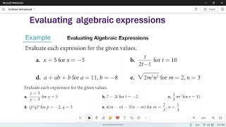 Evaluating Algebraic expressions at a point [upl. by Nobell]