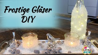 DIY  Gefrostete Windlichter amp Flasche  Winterdeko selber basteln  Silvester Deko [upl. by Sillek190]