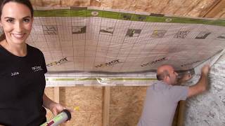 Folienanschluss an die Giebelwand mit Dichtmasse und Vario® ProTape Plus ✔ ISOVER live [upl. by Esetal]