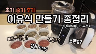 이유식 만들기 총정리 초기 중기 후기  식단표 식재료 궁합 재료별 시작 시기 재료 손질 보관법 질산염 베이비무브 [upl. by Siward]