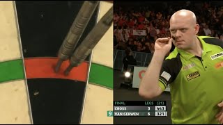 NINEDARTER FOR VAN GERWEN Michael van Gerwen strikes perfection at the Players Championship Finals [upl. by Suilenrac]