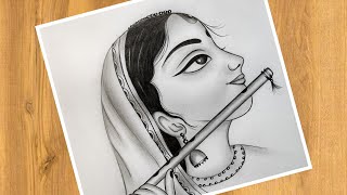 How To Draw Radha  Radha Drawing Easy  Easy Trick  Tutorial  Radha Pencil Drawing  Sketch [upl. by Hultin]