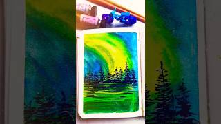 Watercolour Northern Lights Painting 😍✨ shorts youtubeshorts art viralvideo nothernlights [upl. by Max]