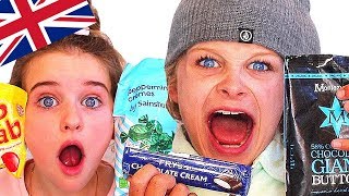 AUSTRALIAN KIDS TRYING BRITISH CANDY ft Fizz Sisters collab [upl. by Anelem]