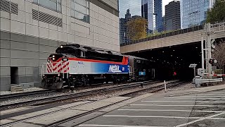 Metra F59PH3 99 west meets cabcar 8501 east with SD70MACH 516 in Chicago on November 13 2024 [upl. by Nywde]