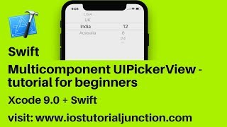 MultiComponent UIPickerView multiple component UIPickerView Swift 4 xcode 9 tutorial for beginners [upl. by Fruin]