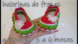 Balerinas a crochet para bebe con fresas  3 a 6 meses [upl. by Meilen]