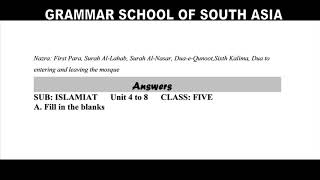 Answers Islamiat English 2nd Edition Book 5 by Sajeda Zaidi Unit 4 to 8 ALA [upl. by Waverley]