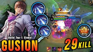 29 Kills Best Gusion One Shot Build and Emblem  Build Top 1 Global Gusion  MLBB [upl. by Aylmar786]