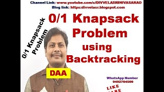 01 Knapsack Problem using Backtracking  01 Knapsack Problem  Backtracking  Example  DAA [upl. by Ahsian]