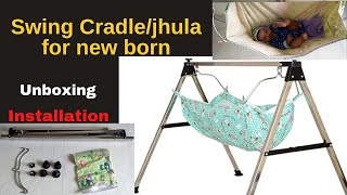 Baby Jhula Unboxing  folding swing baby cradle  How to install jhula  Indian style Baby cradle [upl. by Burwell]