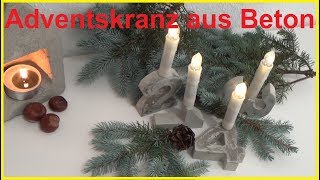 DIY Adventskranz aus Beton selber machen Adventskranz basteln Bastelidee Weihnachten Deko [upl. by Vladamir]