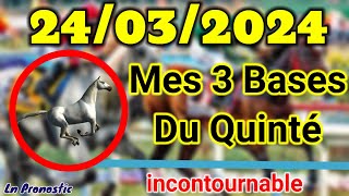 Pronostics PMU Mes 3 bases incontournable DIMANCHE 24 MARS 2024 AUTEUIL [upl. by Acimaj452]