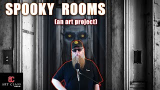 Spooky Rooms 1 pt perspective drawing lesson for kids and teachers [upl. by Ahsiet214]