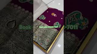 A very beautiful pure satin silk wine and￼ green colour Sarees trending youtubeinstagram fashion [upl. by Refitsirhc]