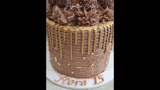 Ferrero Rocher Cake Nutella Buttercream popatoocakes birthdaycake gold ferrerorocher nutella [upl. by Cadmann]