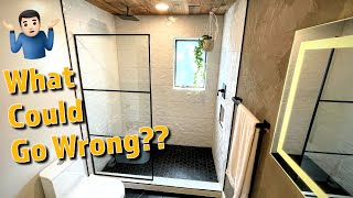 TILING a SHOWER for the FIRST TIME  Walls Floor and Curb  Bathroom Remodel Part 7 [upl. by Dnaltiac969]