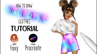 How to draw holographic clothes tutorial in Procreate [upl. by Phillipe]