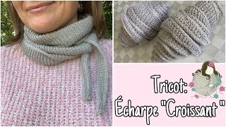 Cours de tricot  🧶 écharpe facile à réaliser « Croissant »💥💥💥 [upl. by Beverle121]