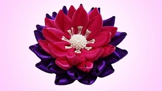 DIY kanzashi flower Lotus kanzashi flower tutorial [upl. by Ydorb]