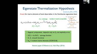 Jae Doh Noh Fluctuationdissipation theorem for Hamiltonian eigenstates [upl. by Brit]