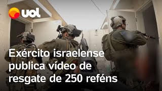 Guerra Exército israelense publica vídeo de resgate de 250 reféns com vida em 1⁰ dia de ataque [upl. by Dikmen]