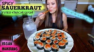 FRIED SAUERKRAUT KIMCHI SUSHI • Mukbang amp Recipe [upl. by Radloff30]