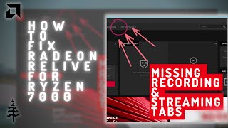 How to Recover Missing Recording amp Streaming Tabs for Ryzen 7000 CPUs AMD Radeon Adrenalin 2292 [upl. by Enimajneb311]