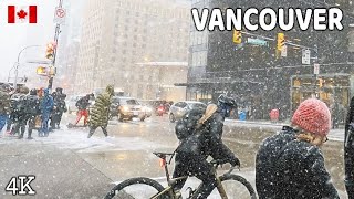 🇨🇦 【4K】❄️❄️❄️ EXTREME SNOWSTORM in Downtown Vancouver BC Canada 2024 [upl. by Trask182]