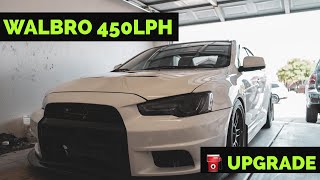 EVO X FUEL PUMP UPGRADE Walbro 450 How To [upl. by Goodrow167]