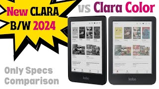 New Kobo Clara BW 2024 vs Clara Color Specs Comparison Only [upl. by Friday]