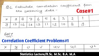 Correlation coefficient problems and solutions  problem 1 [upl. by Maddalena]