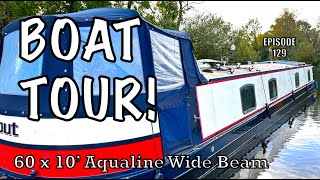 Boat Tour Inside an Aqualine Canterbury Wide Beam  129 [upl. by Pearlman]