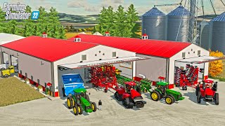 NEW 80X200 MACHINE SHED ON GIANT AMERICAN FARM EXPANDING THE FARM  FS22 [upl. by Greta]