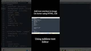 Add Text Overlays to Images on Hover with HTML amp CSS shorts coding [upl. by Koval384]