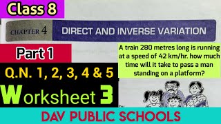 DAV class 8 maths chapter 4 Worksheet 3 QN 1 2 3 4 amp 5 [upl. by Enelrihs]