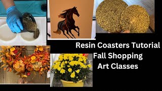 Resin Coasters Tutorial fall halloween resin [upl. by Amikan]