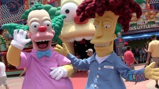 Sideshow Bob and Krusty the Clown meet guests at The Simpsons Ride in Universal Orlando [upl. by Eeltrebor]