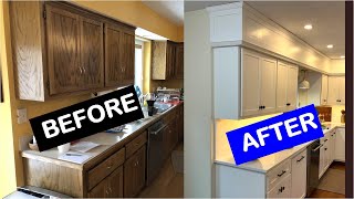 How to Paint Grainy Oak Cabinets and get a SMOOTH Finish [upl. by Ardnac]